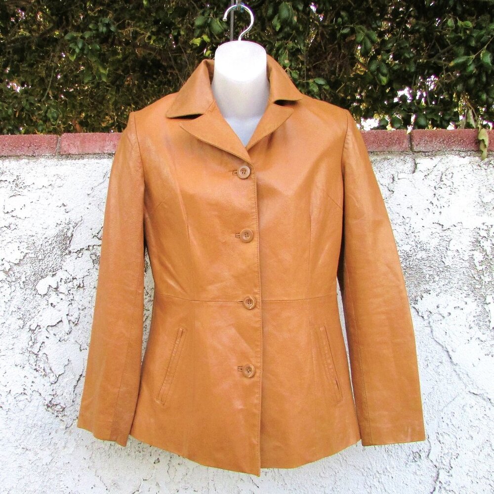 Cien tan leather blazer L